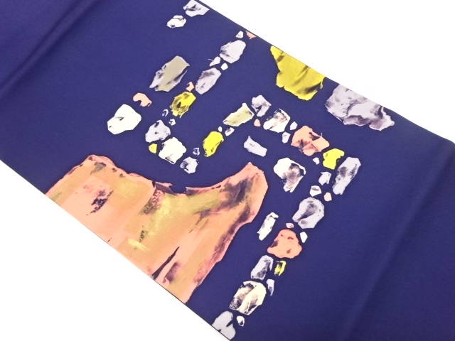 塩瀬金彩抽象模様名古屋帯